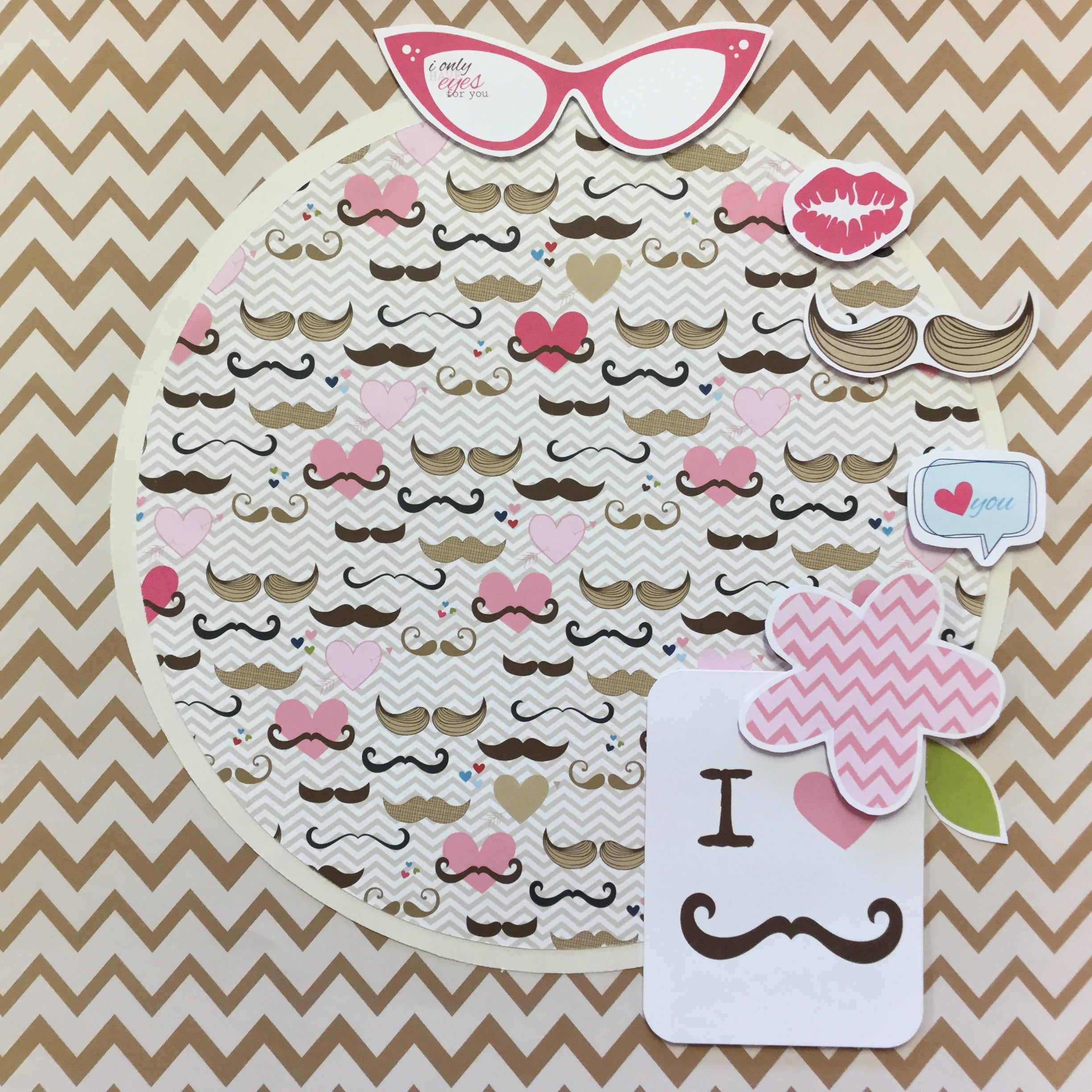Premade Scrapbook Page I LOVE MUSTACHES (1) 12"x12" Layout Scrapbooksrus