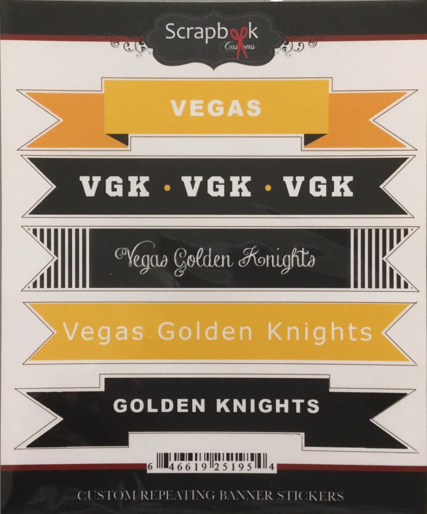VEGAS GOLDEN KNIGHTS Banner Stickers 5 pc Scrapbook Customs Scrapbooksrus