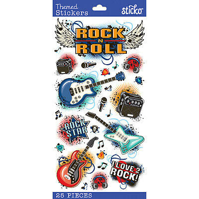 Ek Success ROCK AND ROLL Sticko Stickers 25pc Scrapbooksrus