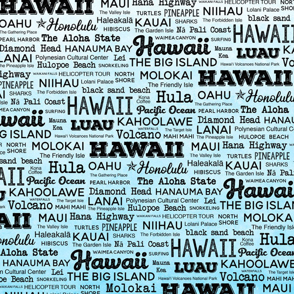 HAWAII  POSTAGE MAP - BLUE Double Sided 12"X12" Scrapbook Travel Paper Scrapbooksrus