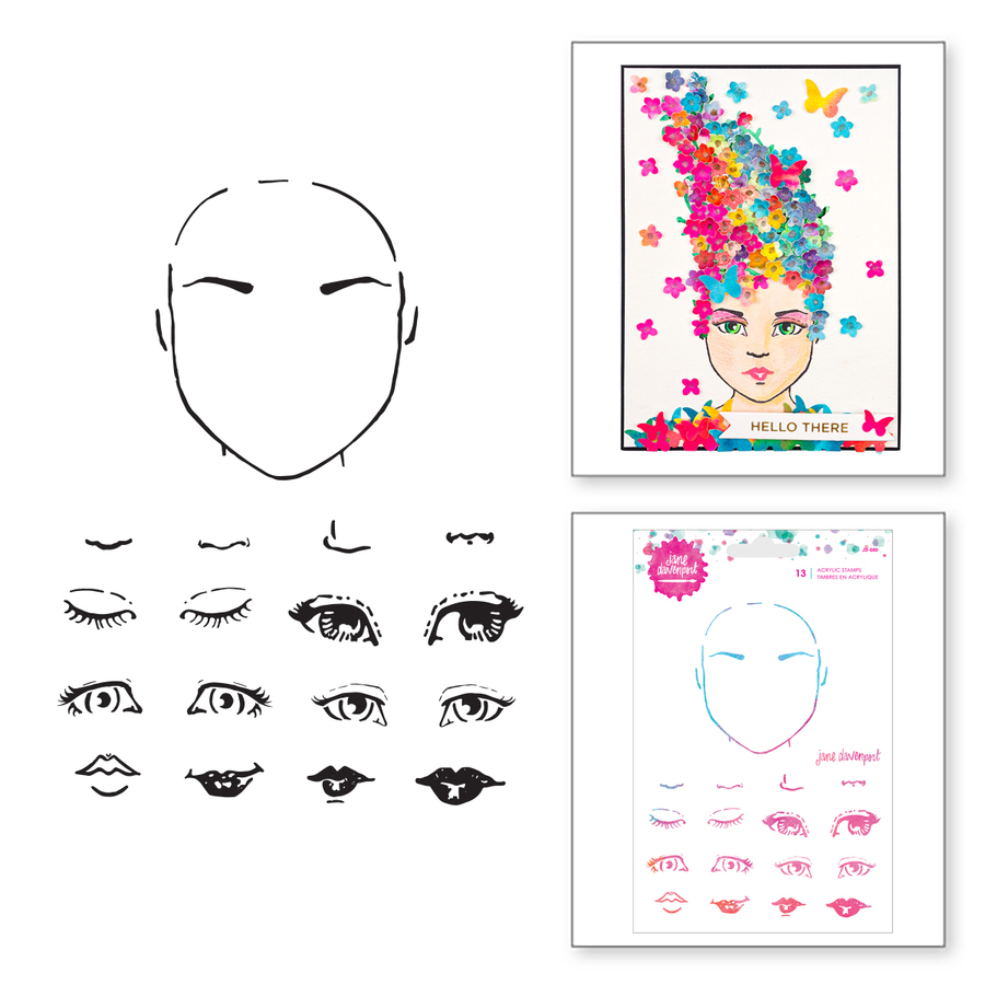 Spellbinders Jane Davenport ACRYLIC STAMPS 13pc Scrapbooksrus