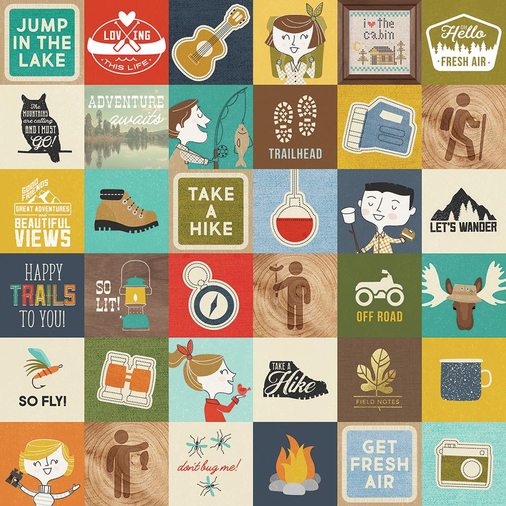 Simple Stories Happy Trails 2x2 ELEMENTS 12x12” Scrapbook Paper Scrapbooksrus