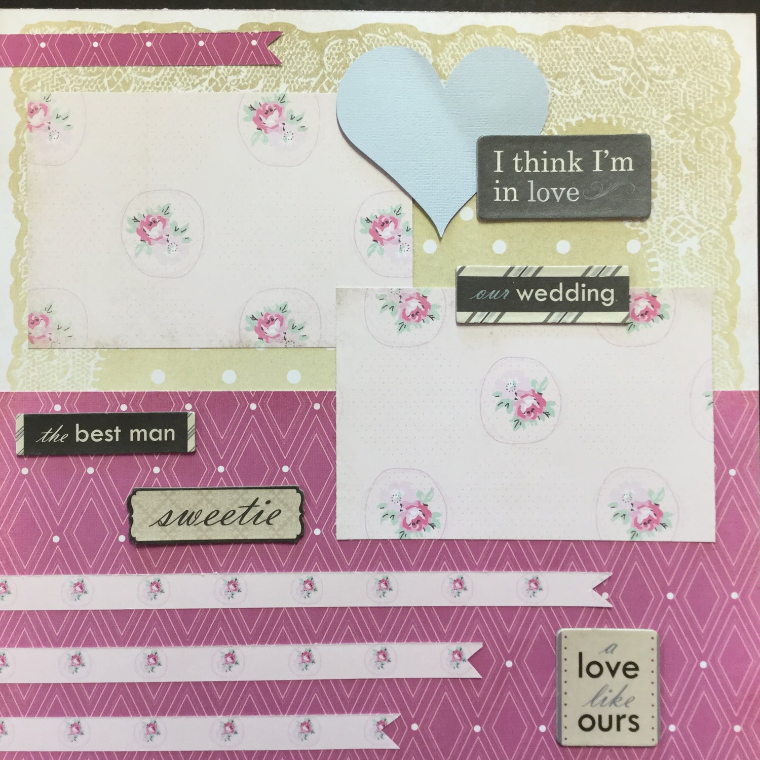 Premade Scrapbook Pages WEDDING LOVE (2) 12"x12" Marriage Scrapbooksrus