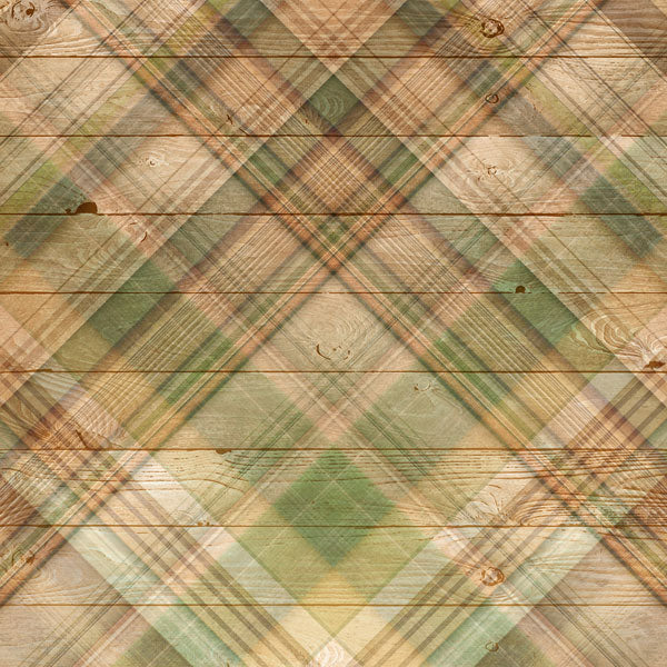 GREEN WOOD PLAID DS BACKGROUND 12x12 Scrapbook Paper Scrapbooksrus