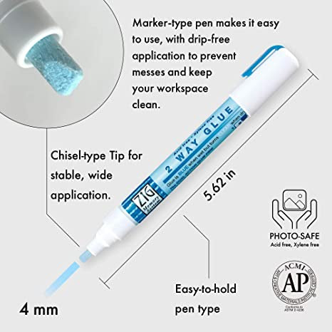 Zig Memory 2 Way Glue Pen 4mm Squeeze & Roll Scrapbook Adhesive Scrapbooksrus