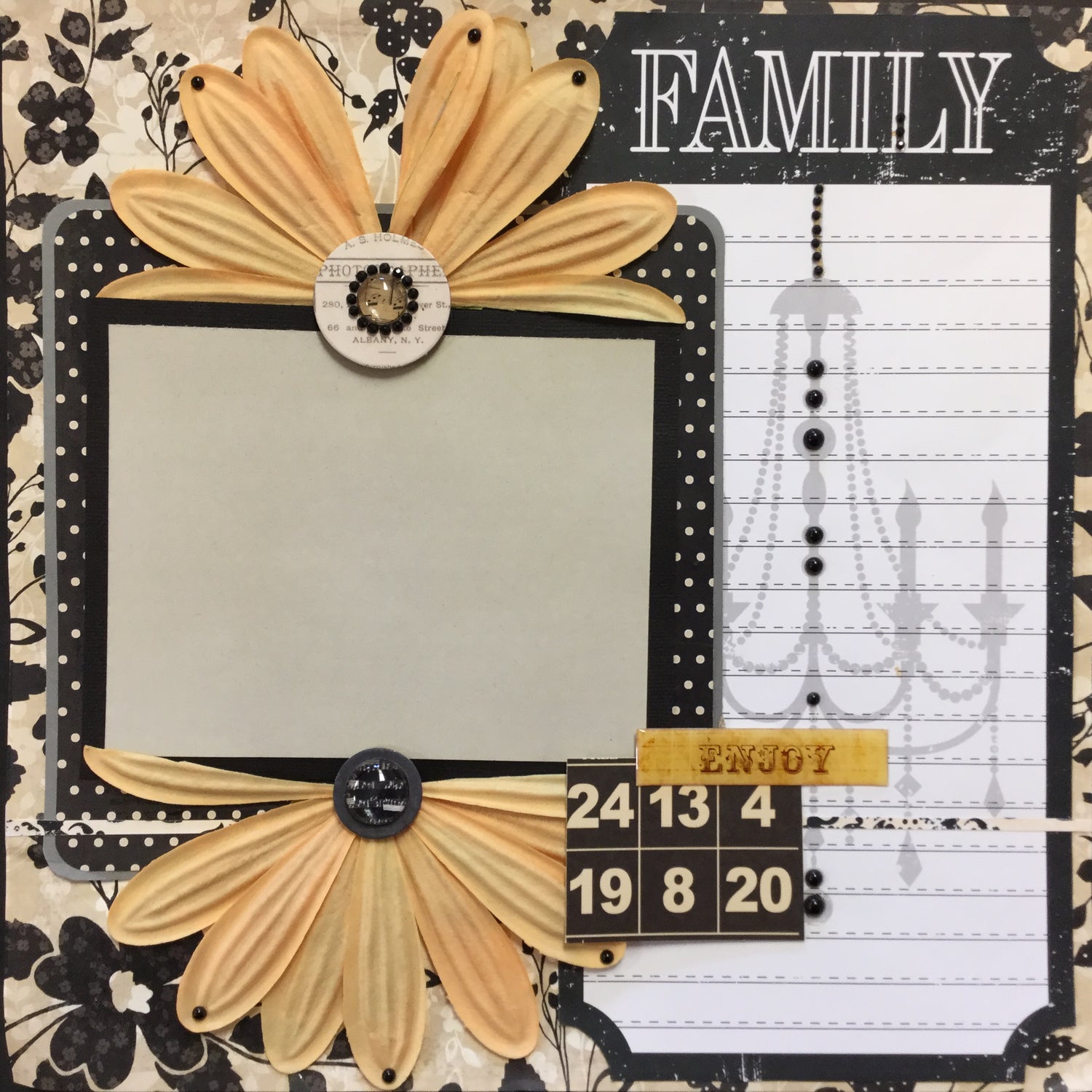 Premade Page FAMILY CHANDELIER (1) 12”x12" Scrapbook Layout Scrapbooksrus