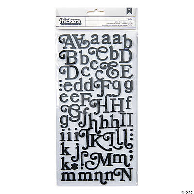 American Crafts Thickers BOHO Black Glitter Letters Stickers Scrapbooksrus
