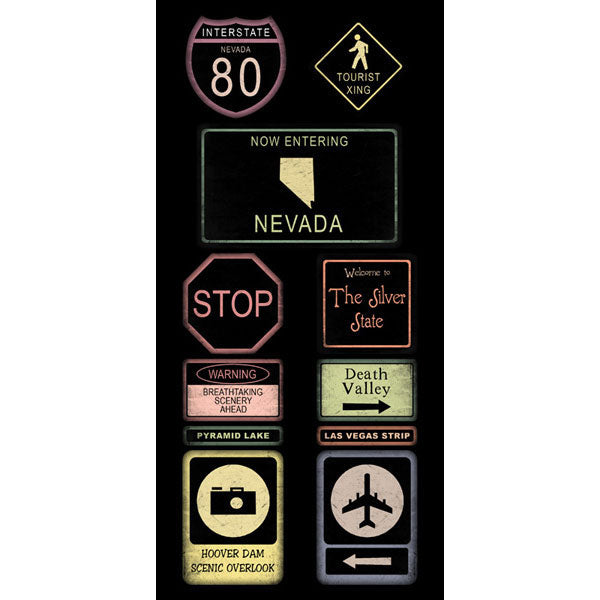 Nevada ROAD SIGNS 6"X12" Scrapbook Customs Sticker Scrapbooksrus