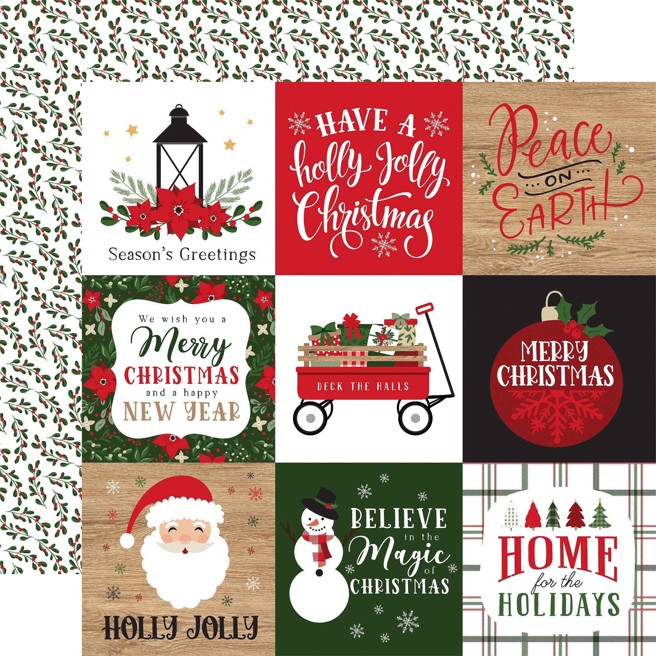 Echo Park Jingle All The Way 4x4 JOURNALING CARDS 12”x12” Scrapbook Paper Scrapbooksrus