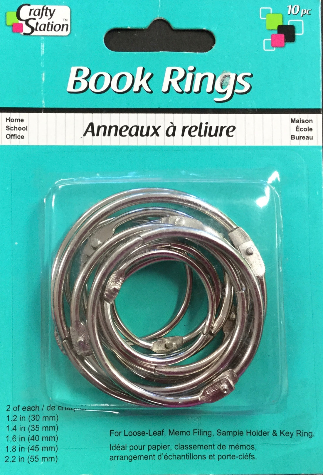 Crafty Station SILVER BOOK RINGS 10pc Scrapbooksrus