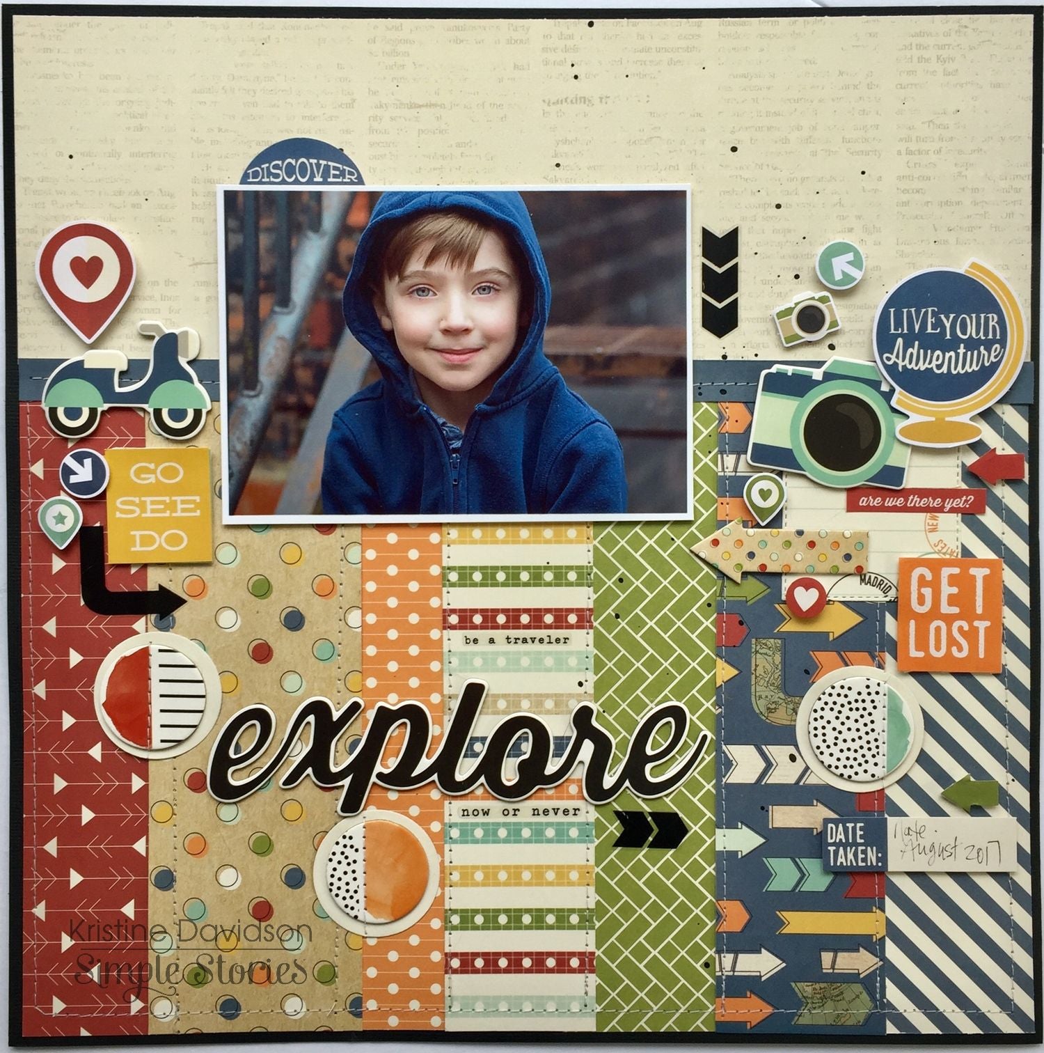 Simple Stories Travel Notes 3x4 ELEMENTS 12x12 Scrapbook Paper Scrapbooksrus