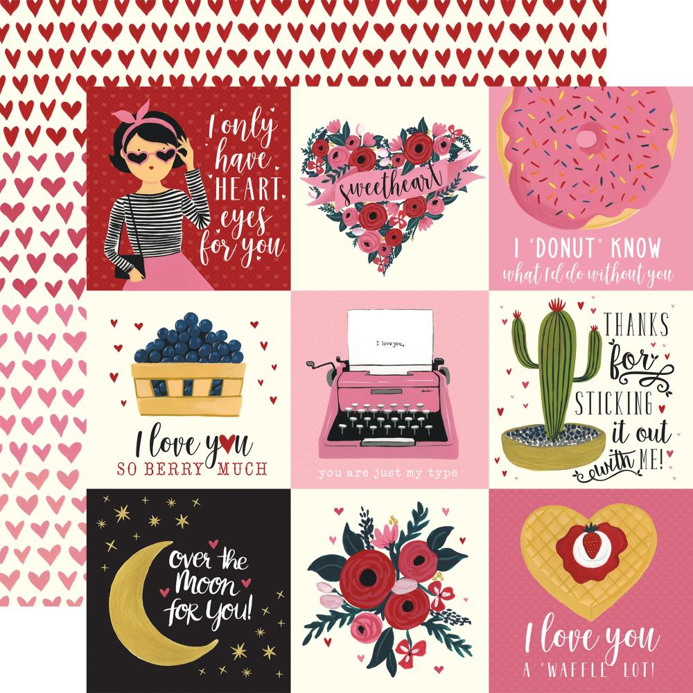 Carta Bella Hello Sweetheart 4x4 JOURNALING CARDS 12"x12" Paper