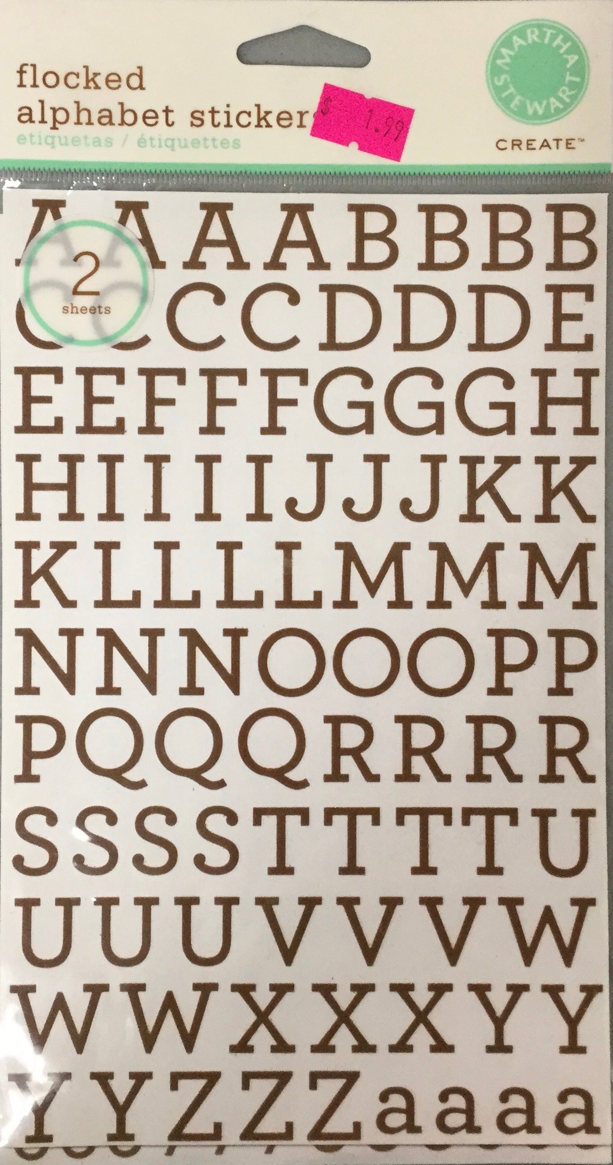 Martha Stewart Flocked Alphabet Letter Stickers BROWN Scrapbooksrus