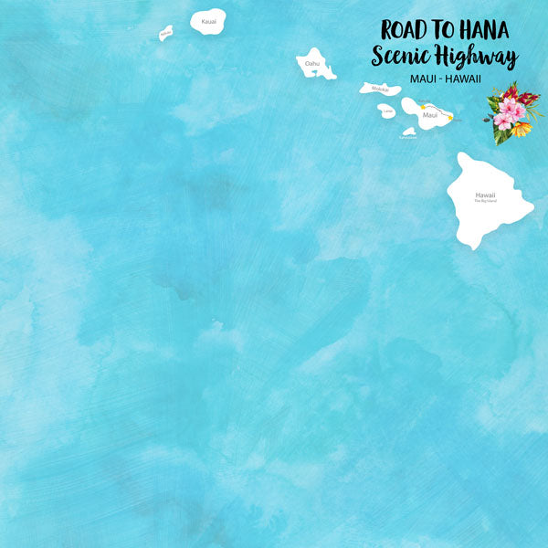Copy of Hawaii Maui ROAD TO HANA SCENIC HIGHWAYWatercolor 12"X12" Scrapbook Paper Scrapbooksrus