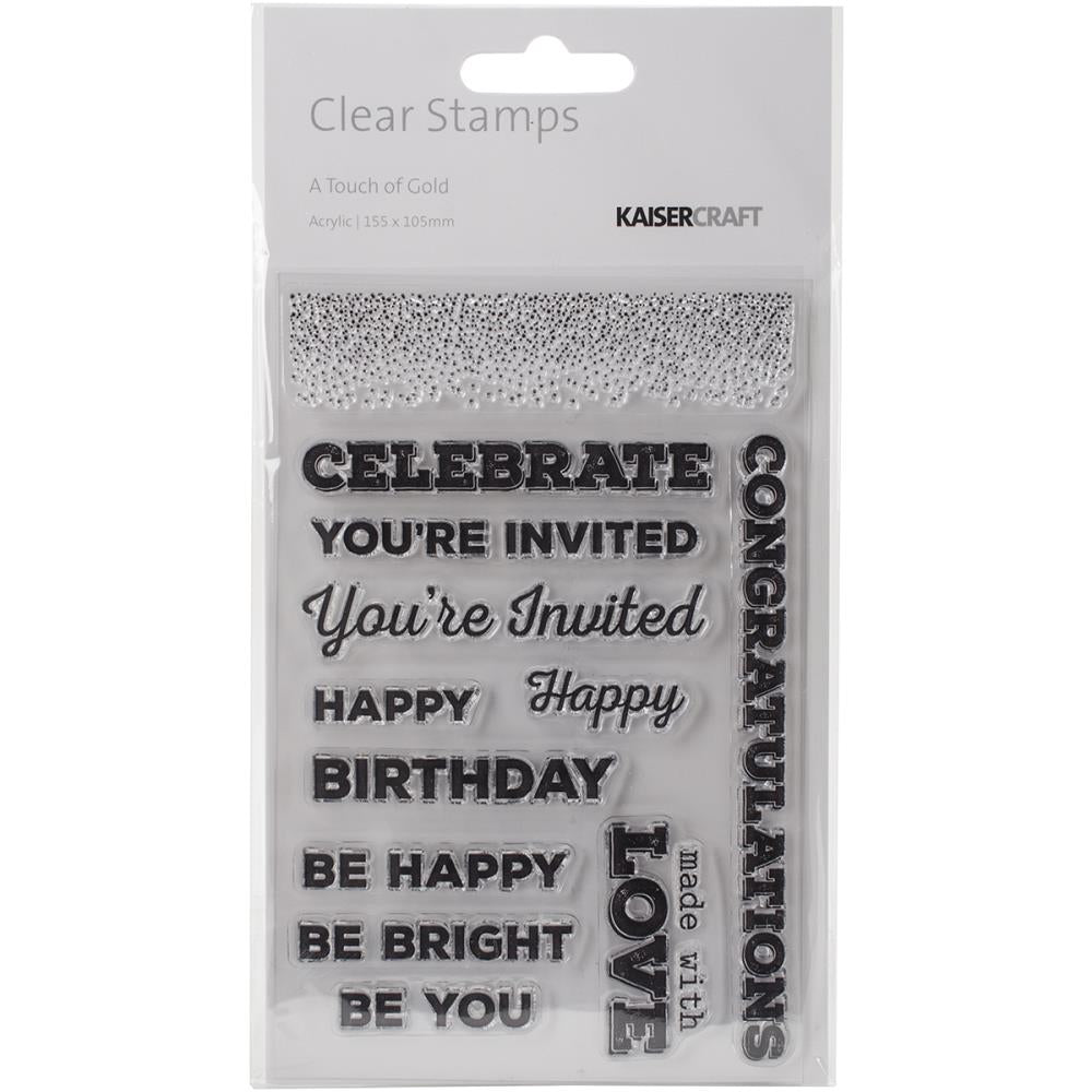 Kaisercraft A TOUCH OF GOLD Clear Acrylic Stamps 6.25"X4" 12pc