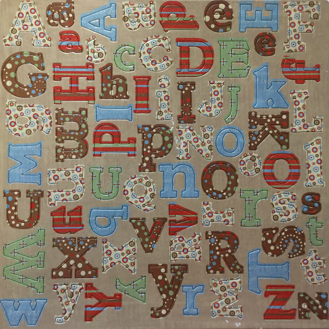 Retro Grandpa Chipboard Upper & Lowercase Alphabets 12” x 12” Sheet Scrapbooksrus