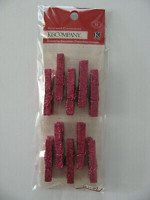 K & Company PINK Glittered Clothespins 10 pc Scrapbooksrus