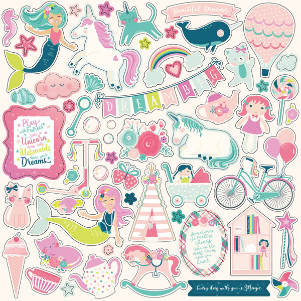 Echo Park 12"x12" IMAGINE THAT GIRL 13pc COLLECTION KIT Scrapbooksrus