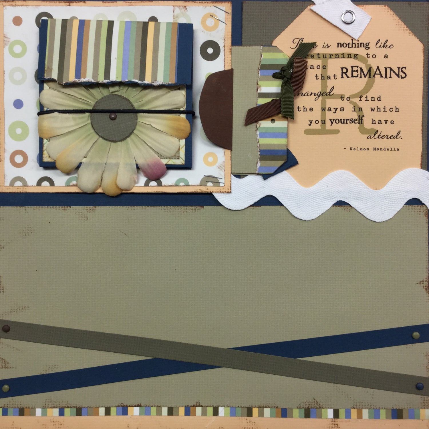 Premade Page FLOWERS AND STRIPES 12"x12" Scrapbook Scrapbooksrus