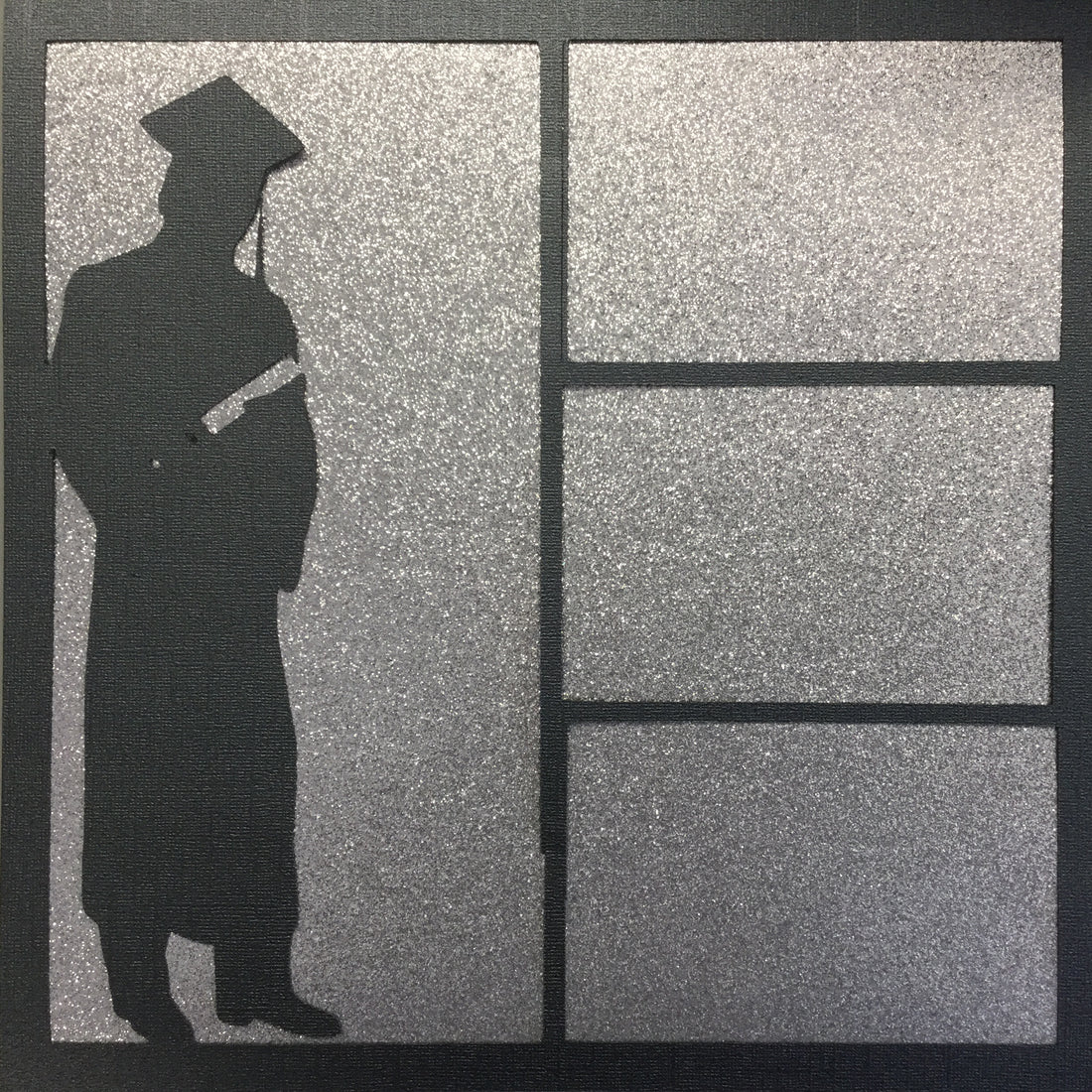 Page Frame GRADUATION Boy Black 12"x12" Scrapbook Overlay