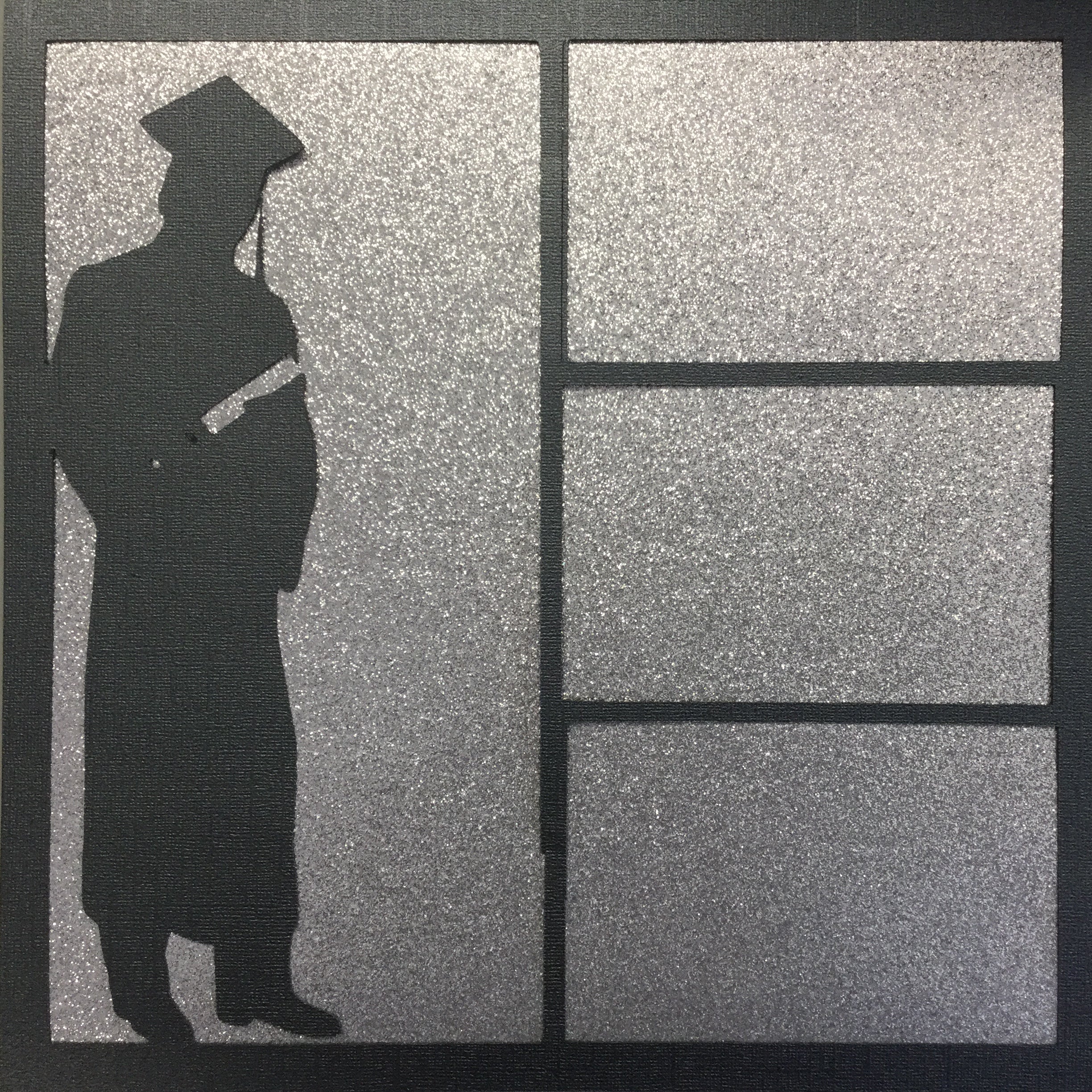 Page Frame GRADUATION Boy Black 12"x12" Scrapbook Overlay