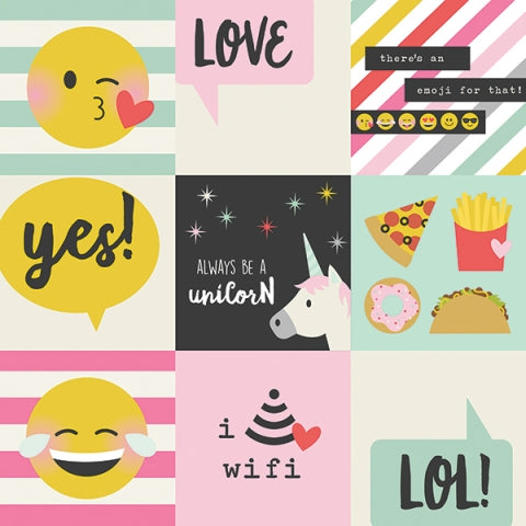 Simple Stories Emoji Love 4x4 ELEMENTS 12x12” Scrapbook Paper Scrapbooksrus