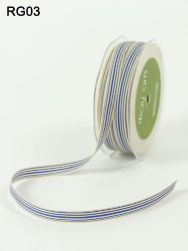 May Arts 3/8" Grosgrain IVORY STRIPED RIBBON 1 yard yd - Scrapbook Kyandyland