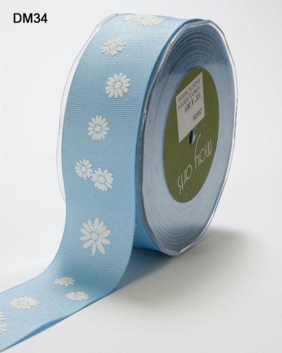 May Arts 1.5" GROSGRAIN DAISIES RIBBON 1 yard yd - Scrapbook Kyandyland