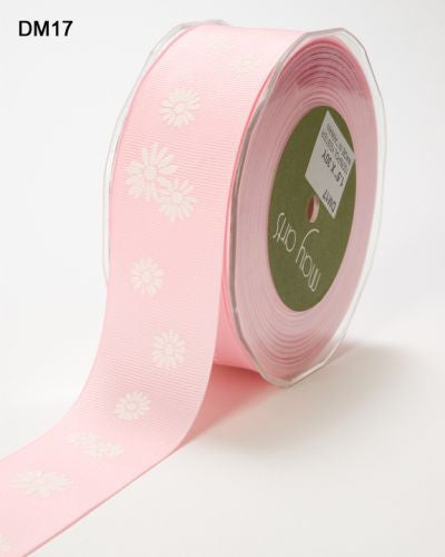 May Arts 1.5" GROSGRAIN DAISIES RIBBON 1 yard yd - Scrapbook Kyandyland