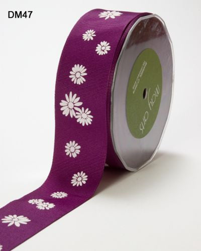 May Arts 1.5" GROSGRAIN DAISIES RIBBON 1 yard yd - Scrapbook Kyandyland