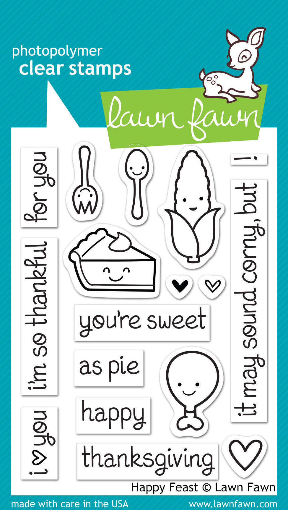 Lawn Fawn HAPPY FEAST Thanksgiving Harvest Clear Stamps 4"X3"