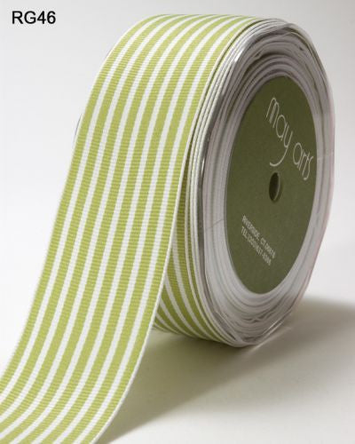 May Arts IVORY STRIPES 1.5" Ribbon 1 yard yd - Scrapbook Kyandyland