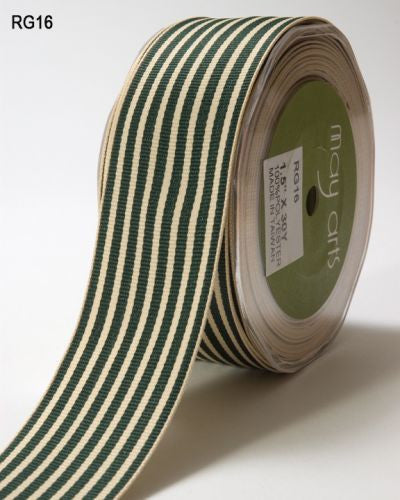 May Arts IVORY STRIPES 1.5" Ribbon 1 yard yd - Scrapbook Kyandyland