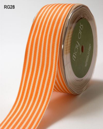 May Arts IVORY STRIPES 1.5" Ribbon 1 yard yd - Scrapbook Kyandyland