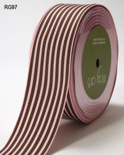 May Arts IVORY STRIPES 1.5" Ribbon 1 yard yd - Scrapbook Kyandyland