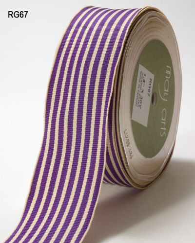 May Arts IVORY STRIPES 1.5" Ribbon 1 yard yd - Scrapbook Kyandyland