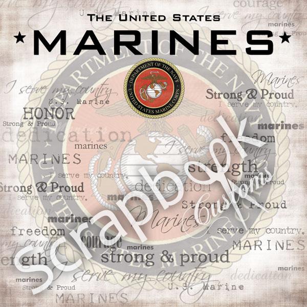 Scrapbook Customs 6pc MARINES SCRAPBOOK KIT 12"X12" Papers 1B