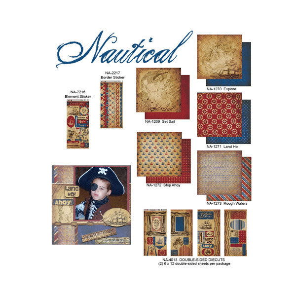 Moxxie Nautical EXPLORE 12"X12" Cardstock Paper Sheet - Scrapbooksrus