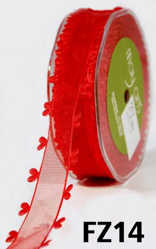 May Arts 1" SHEER HEART EDGE Light Blue Ribbon Trim 1 yard yd - Scrapbook Kyandyland