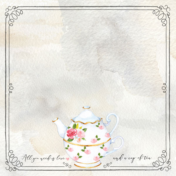 I LOVE TEA Kit 12"X12" Scrapbook Paper Stickers 3pc Scrapbooksrus