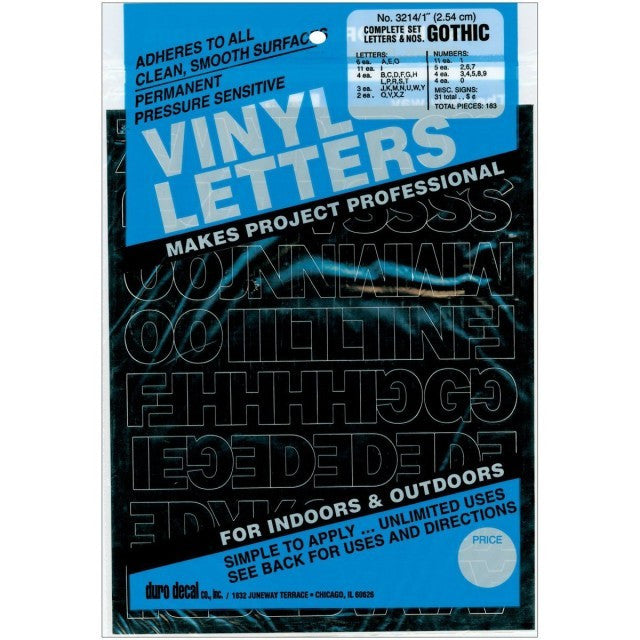 Duro Vinyl Stickers GOTHIC BLACK Letter & Numbers 1-3 inch - Scrapbook Kyandyland