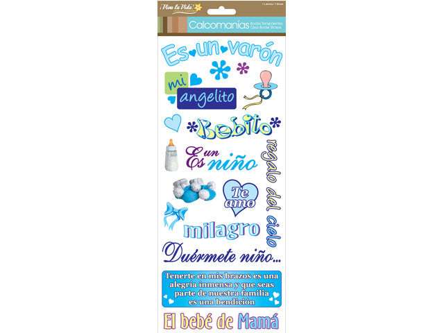 Viva la Vida Calcomanias ES UN VARON Clear Spanish Baby Boy Stickers 6x12 Scrapbooksrus
