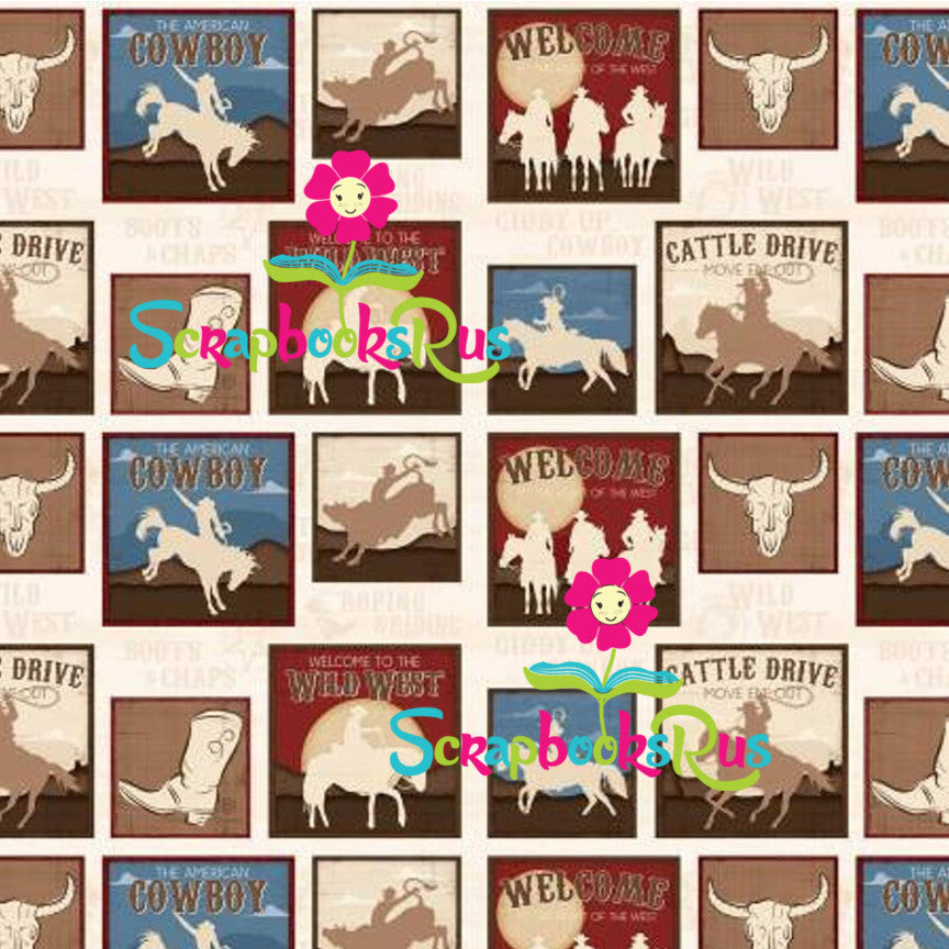 Western HEART OF THE WEST 12"x12" Cowboy Scrapbook Paper