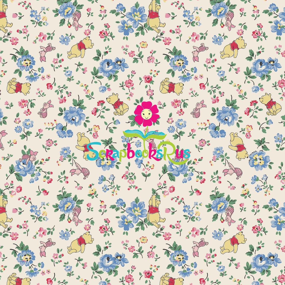 Winnie the Pooh FLOWERS 12"X12" Scrapbook Paper