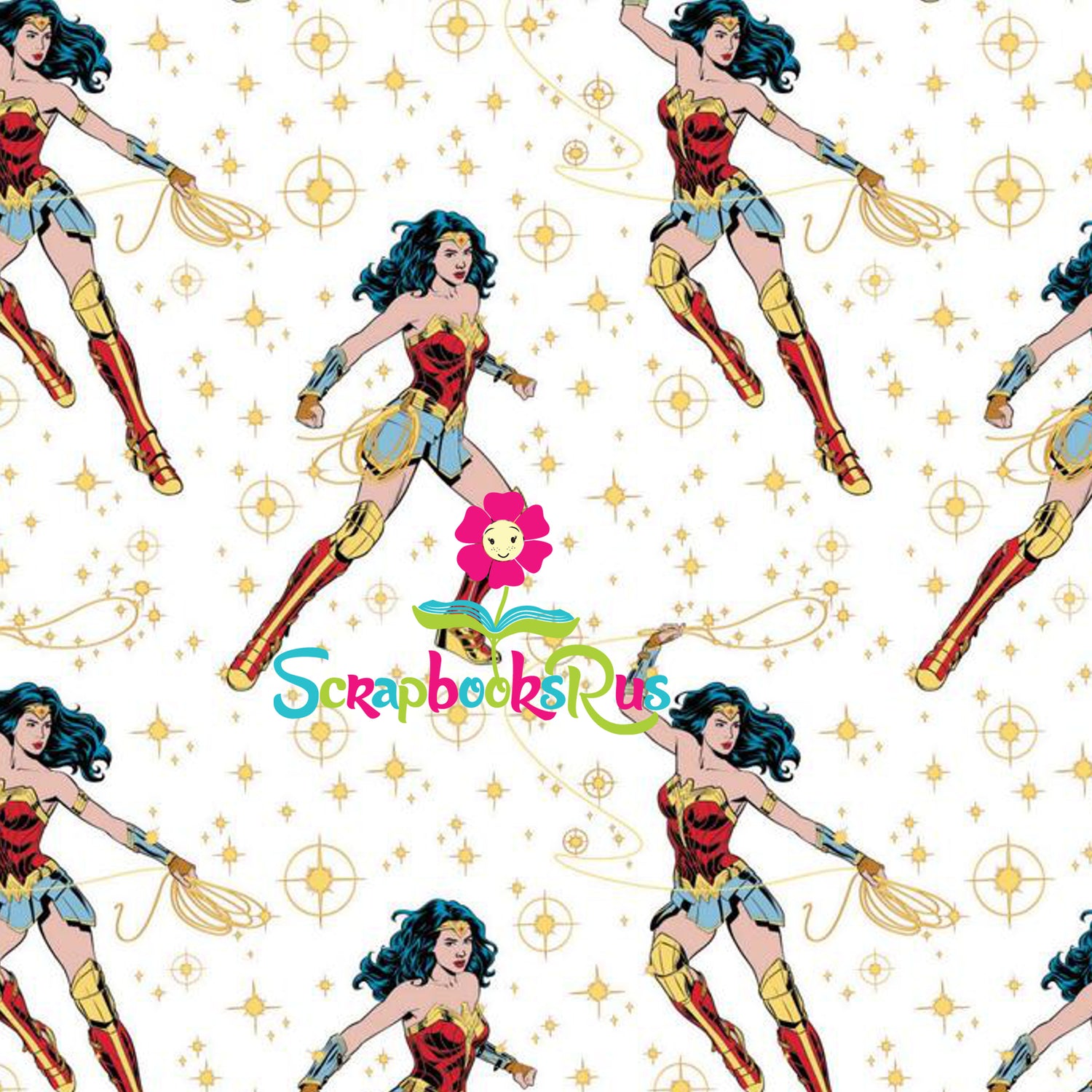 Wonder Woman 1984 POSES WHITE Shimmer 12"x12" DC Scrapbook Paper
