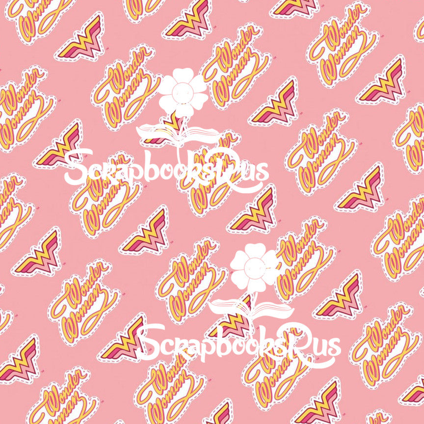 Wonder Woman RETRO LOGO PINK 12"X12" DC Scrapbook Paper
