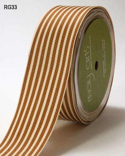May Arts IVORY STRIPES 1.5" Ribbon 1 yard yd - Scrapbook Kyandyland