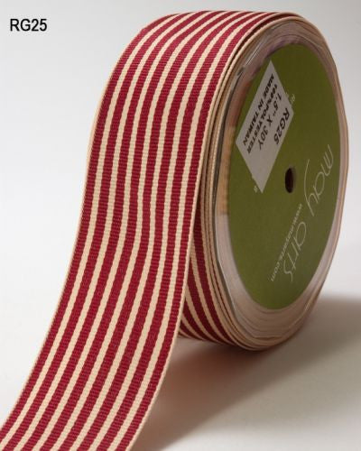 May Arts IVORY STRIPES 1.5" Ribbon 1 yard yd - Scrapbook Kyandyland