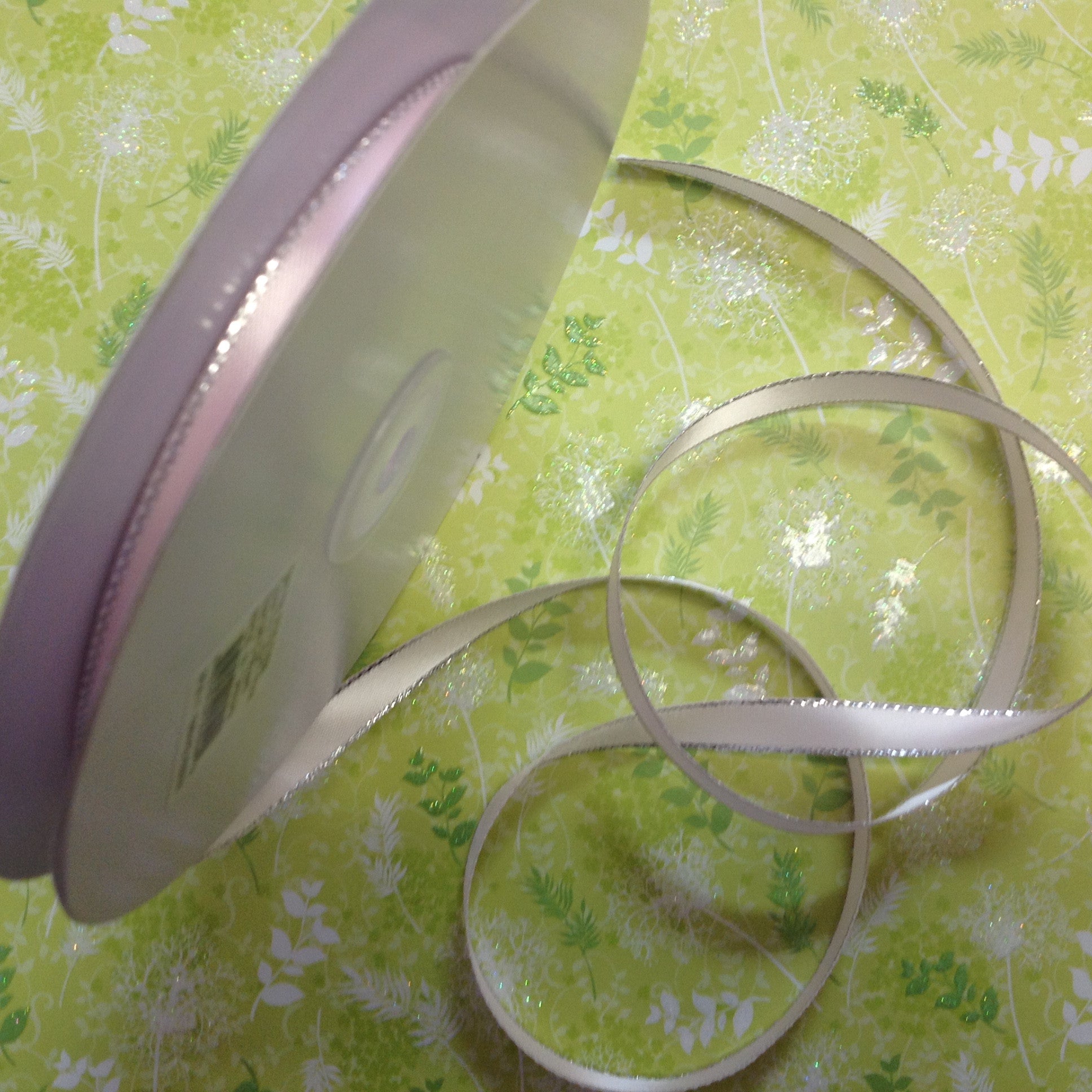 May Arts 1/4" SILVER EDGE SATIN Ribbon - Scrapbook Kyandyland