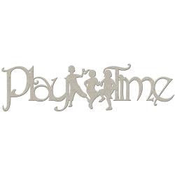 Fabscraps PLAY TIME Die-Cut Grey Chipboard Word - Scrapbook Kyandyland